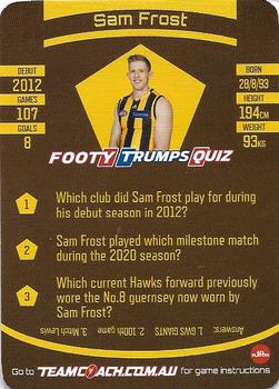 2021 Team Coach AFL #33 Sam Frost Back